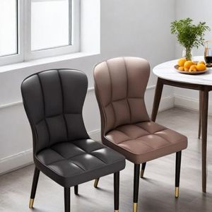 Dining Chair Tufted High <b>Backrest</b> Black Leather Look Modern Living Room Chair Adult Use - Product Image 2