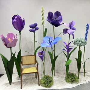 Nouvelles décorations pour photos de mariage, <span class=keywords><strong>fleurs</strong></span> artificielles <span class=keywords><strong>géantes</strong></span>, décoration personnalisée pour centre commercial, grandes <span class=keywords><strong>fleurs</strong></span> en organza - Product Image 5