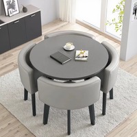 Modernes Ausziehbares Klappbares 4-Sitzer Esszimmer-Set Schwarzer Karton Spiegel Metall MDF-Platte Metallgestell Restaurant Heim Möbel Apartment