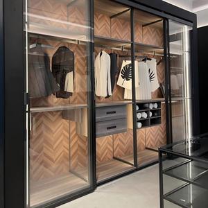 Moderna Anta in Vetro con Telaio Sottile in Alluminio per Armadio da <span class=keywords><strong>Cucina</strong></span>, Inserto in Vetro Temperato Scanalato di Lusso, <span class=keywords><strong>Misura</strong></span> Personalizzabile - Product Image 6