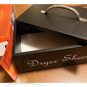 Boîte en bois Sèche-linge Porte-feuille Distributeur avec couvercle à charnière Séchoir en bois Boîte de rangement pour feuilles d'assouplissant Conteneur - Product Image 2