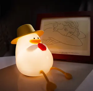 Luz de noche para niños Happy Duck, lámpara de silicona Premium, luz nocturna bonita y regulable para calmar la hora de acostarse, luz de ambiente