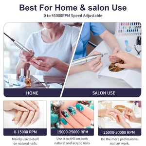 Professional 45000RPM Electric <b>Nail</b> Drill Machine - Cordless Rechargeable for Salon & Home, Portable Manicure Kit LED Light - Product Image 3