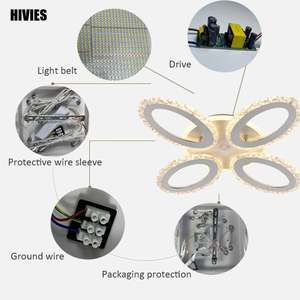 ไฟเพดานอะคริลิค LED โลหะสีดำแบบโมเดิร์นหรี่แสงได้2.4ก. IP33ควบคุมระยะไกลสำหรับห้องนั่งเล่นบาร์คาเฟ่ - Product Image 5