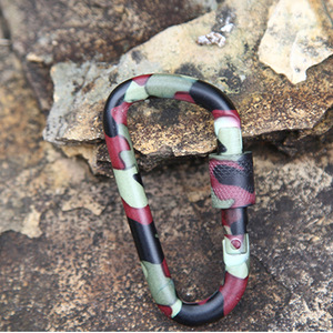 Mousqueton à double verrouillage en alliage d'aluminium 7 cm, activités de plein air, usage universel, motif camouflage - Product Image 5