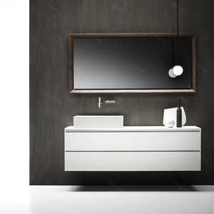 Offre Spéciale armoire de salle de bain blanc laque vanité armoire salle de bain avec bassin mdf armoire de toilette - Product Image 1