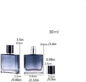 Vente en gros de flacons vaporisateurs de parfum en verre carrés plats uniques de luxe de 30 ml avec bouchon à vis, transparents, noirs, rouges, ambrés, rechargeables - Product Image 2