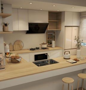 Armoires européennes de haute qualité, design moderne personnalisé, laque UV, armoires de cuisine pour projet d'appartement - Product Image 2