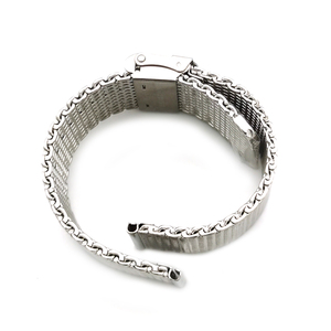 Cinturino per Orologio <span class=keywords><strong>in</strong></span> <span class=keywords><strong>Acciaio</strong></span> Inossidabile a Rete con Fibbia a Doppia Chiusura, Spessore Filo 1.0, Misure 18 20 22 24 mm - Product Image 4