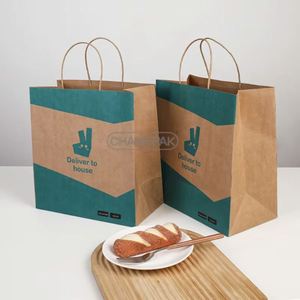 Custom High Quality Colorful <b>Printed</b> Kraft Shopping Packaging Bag Brown Paper Bags With Your Own Logo - Product Image 2