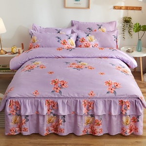 Salida de fábrica china 100% algodón 4 piezas juego de falda de cama de diseñador con juego de funda nórdica tamaño king para dormitorio - Product Image 5