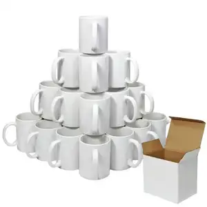 جودة عالية مخصص شعار 15 أونصة التسامي أكواب القهوة أكواب القهوة البيضاء مج السيراميك الأبيض للتسامي