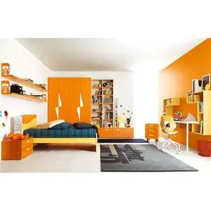 نوفا 20KAD060 اللون البرتقالي رسمت حيوية في سن المراهقة الاطفال طاقم غرفة نوم الأطفال سرير الأثاث