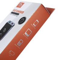 Boîte d'emballage pour câble de données USB à chargement rapide avec impression personnalisée par estampage à chaud, avec cintre, couleur noire, vente en gros
