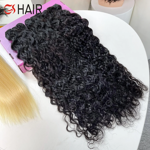 Paquete de extensión de cabello humano dibujado doble muestra gratis GS, paquetes de ondas de cabello virgen alineados con cutícula peruana de onda de agua - Product Image 1