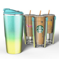 16Oz a 30OZ nuevo personalizado taza de café de acero inoxidable aislante puede enfriador termo diferentes marcas de café portavasos de plástico bajo MOQ