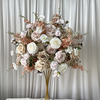 IFG Boule de fleurs en soie moderne, diamètre 60 cm, couleurs café, kaki, rose pâle et gris, pour décoration de centre de table de mariage, en promotion