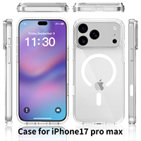 Funda Magnética Transparente de TPU+PC para iPhone 15 16 17 Pro Max, Antihuellas, Antigolpes, con Control de Cámara, Botón y Carga Inalámbrica