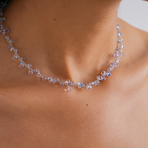 Collier de perles plaqué argent avec cristaux en forme de goutte d'eau, style romantique pour femmes, à porter au quotidien - Product Image 3