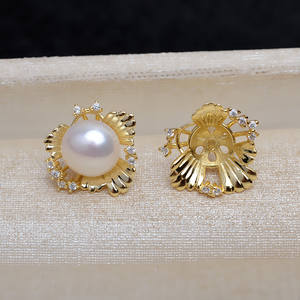 Pendientes de Plata S925 Wenchi con Soporte Inferior y Perlas de 8-9 mm, Accesorios de Joyería DIY para Mujer, Nuevo 15869 - Product Image 3