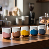 Tasse à café en céramique écologique à double paroi de qualité supérieure, intérieur en forme d'œuf, mug de dégustation de cappuccino isotherme, capacité 230 ml pour