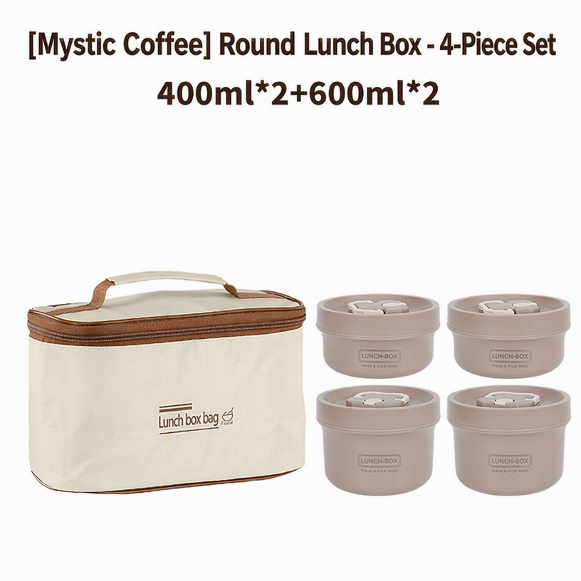 400ML*2+600ML*2/Brown-410 Stainless Steel-With Insulation Bag