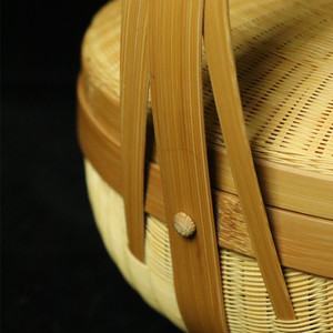 Handmade <b>Bamboo</b> <b>Basket</b> Round With Lid Food Container Storage Tea Set Box Multifunctional Woven <b>Basket</b> - Product Image 3