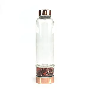 Botol Air Kaca Kristal Penyembuhan Ramah Lingkungan Infused Gem Water Bottle untuk Kesehatan