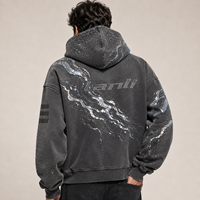 Nouveau design – Sweat à capuche oversize en coton avec fermeture éclair, imprimé patchwork, style streetwear vintage délavé à l'acide, pour homme
