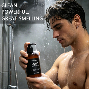 Gel douche pour homme, nettoyant hydratant pour le corps avec parfum <span class=keywords><strong>de</strong></span> feuille <span class=keywords><strong>de</strong></span> <span class=keywords><strong>saule</strong></span>, thé vert et bois <span class=keywords><strong>de</strong></span> cèdre, sel marin - Product Image 2