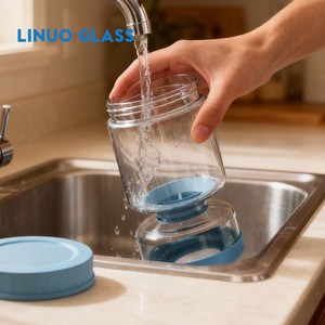 Glass Olive and <strong>Pickle</strong> Strainer <strong>Jar</strong> <strong>Pickle</strong> Container Airtight Food Storage Glass Hourglass <strong>Jar</strong> with Strainer Flip - Product Image 3