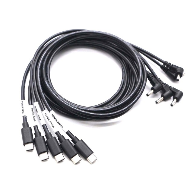 High Quality USB C to DC Adapter Cable Type C Male to 90 Degree DC 5521 5525 Male PD5V 9V 12V 15V 20V Power Jack Extension Cable