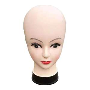 Cabeza de Maniquí de PVC para mujer calva para modelo de maquillaje de cosmetología con exhibición de peluca con soporte y gorra para peinados - Product Image 6