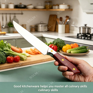 Cuchillo de Chef de Acero Inoxidable, Cuchillo para Frutas con Mango de Madera, Cuchillo Multiusos para Cortar y Rebanar Carne, Cuchillo de Carnicero - Product Image 2
