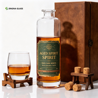 Bouteille de whisky en verre cylindrique transparent Super Flint de 750 ml, bouteille de spiritueux vide avec couvercle et logo personnalisé