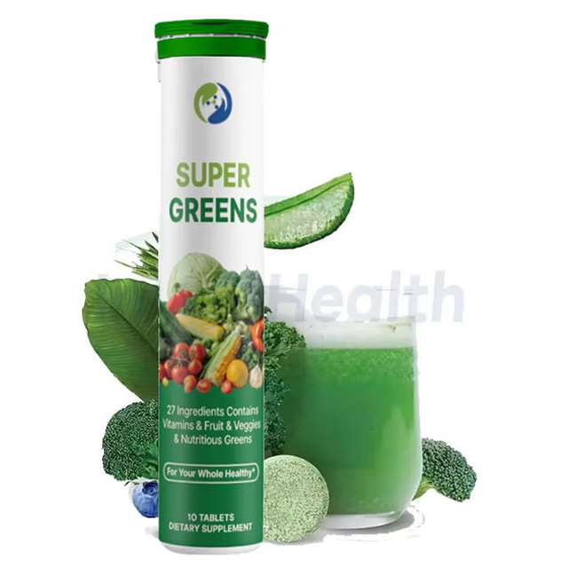 OEM Organic Supplement Green Superfood Super Green Daily Fruit and Vegetable Multivitamin Super Greens Effervescent Tablets