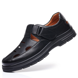 Zuecos de Cuero Genuino para Hombre, Punta Cerrada, Transpirables, Suela de Goma Antideslizante, Zapatos Casuales de Verano - Product Image 5