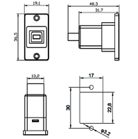 Adaptador de Conector USB B a USB A, Conector Hembra USB Tipo B 2.0, 4 Pines, Montaje en PCB, Puerto Cuadrado para Impresora, Conector Especial