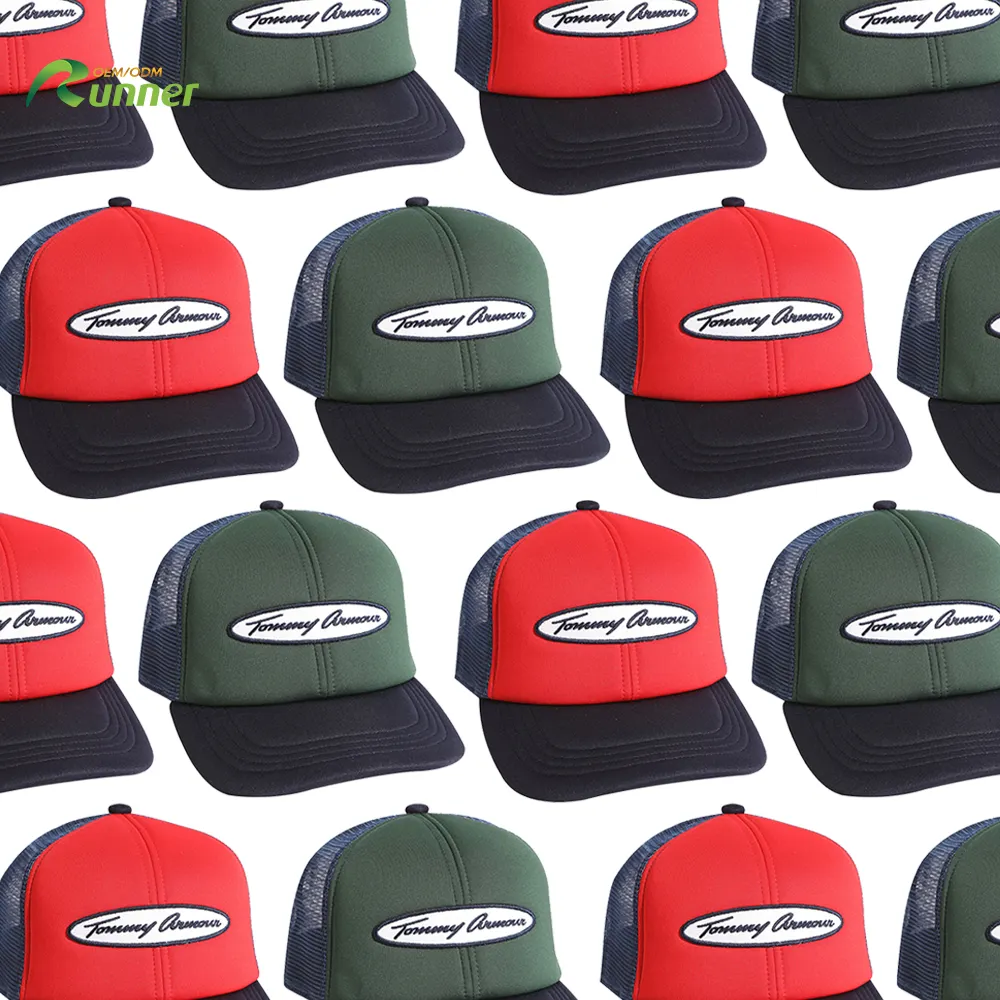 Runner Flash Sale High Quality 2024 Wholesale Red And Green Multi Customized Logo Sports In Bulk Trucker Hats Gorras