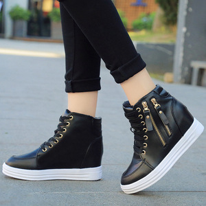 Zapatos de Plataforma con Cordones y Cierre de Cremallera, Estilo Coreano, Impermeables, con Suela de Goma, Cálidos y Casuales para Mujer - Product Image 1