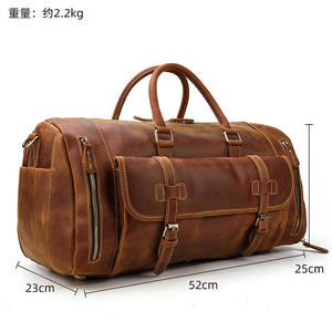 Sac de voyage Andong en cuir de vache véritable pour hommes, grande capacité, sac à bandoulière pour voyage et plein air, sacs à main Crazy Horse - Product Image 2
