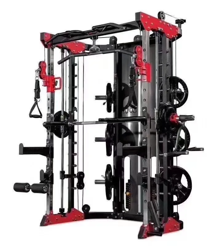 Smith and cable crossover multi function all in one power rack with weight stack