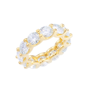 Luxe 6,5 mm ronde briljant geslepen Moissanite eternity <span class=keywords><strong>ring</strong></span> van S925 sterling zilver, verguld, trouwring voor dames en heren - Product Image 5