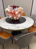 Ensemble Table et Chaises de Cuisine et Salle à Manger Personnalisable, Meubles de Salle à Manger Rotatifs, Ensemble Table à Manger en Dalle Frittée