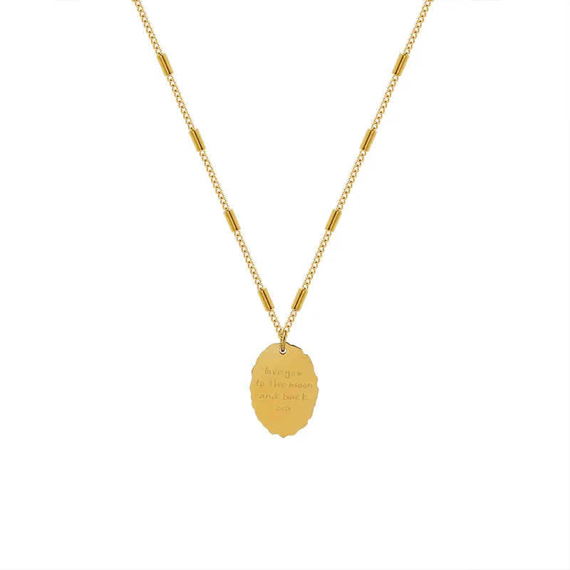 Charm 18 Karat vergoldet Edelstahl Schmuck Geschenk Asymmetric Ab Chain Square Anhänger Halskette für Frauen