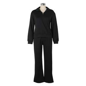 Setelan Sweatshirt dan Celana Olahraga Warna Solid Setelan Jogger 2 Potong Warna Solid Bahan Fleece Tracksuit Wanita Dua Potong Celana S - Product Image 4