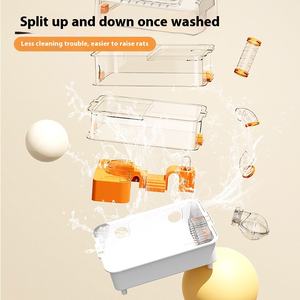 Yue Xiaomeng lüks üç katmanlı plastik Hamster üreme kafesi düğme kapatma altın Hamster yuva katı desen süper büyük Pet - Product Image 3
