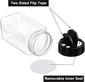 Food Grade Sea Salt Seasoning Packaging PET Cylinder Clear Spice <b>Container</b> with Black Butterfly Screw Top Cap 350ml - Product Image 3