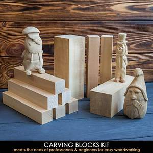 Bâtons de blocs de cubes en tilleul non finis de taille personnalisée, pratique pour débutants, blocs de sculpture sur bois, pin, blanc naturel non fini - Product Image 2
