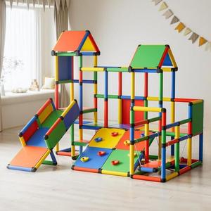 Set di Attrezzature per Allenamento Integrato per Bambini, Parco Giochi Interno con Struttura per Arrampicata e <span class=keywords><strong>Scivolo</strong></span> in Plastica per Camera da Letto - Product Image 1